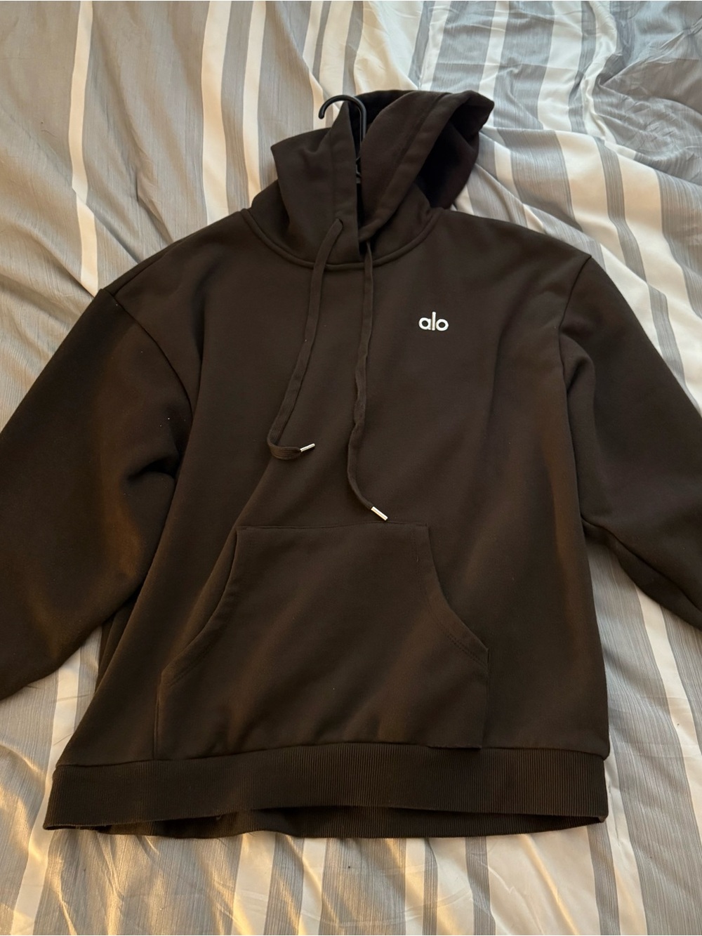 ALO Yoga Men's Black Pullover Hoodie with Small Logo
